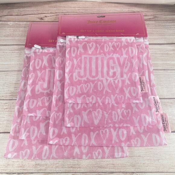 Lot of 2 Juicy Couture Home Juicy XO Logo Set of 3 Mesh Wash Bags NWT - Picture 1 of 2